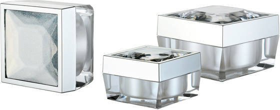 JL-JR816 Square Acrylic PMMA Cream Jar 15g 30g 50g Cosmetic Packaging Jars