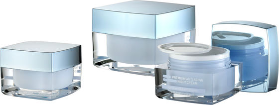 JL-JR807 Acrylic PMMA Square Cream Jar 15g 30g 50g Food Grade Safety