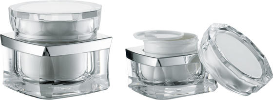JL-JR811  PMMA Double Wall Cream Jar 30g 50g Square Cream Jars for Cosmetics