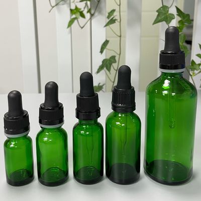 Black NBR 24/410 Oil Pipette Dropper With 15ml 30ml 50ml Amber Brown Glass Bottle