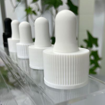 18/415 Glass Dropper With Tamper Evident Ring White Ribbed