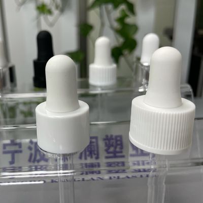 18/415 Glass Dropper With Tamper Evident Ring White Ribbed