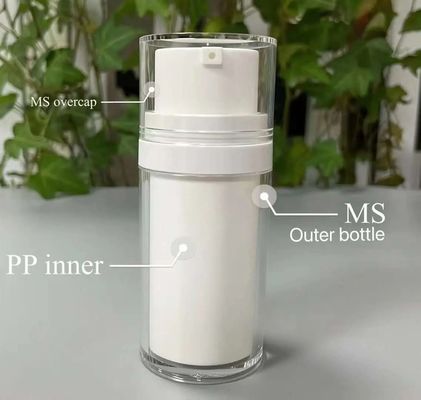 JL-AB222 Square White Airless Pump Bottles 0.23ml Dosage 30ml 50ml Replaceable