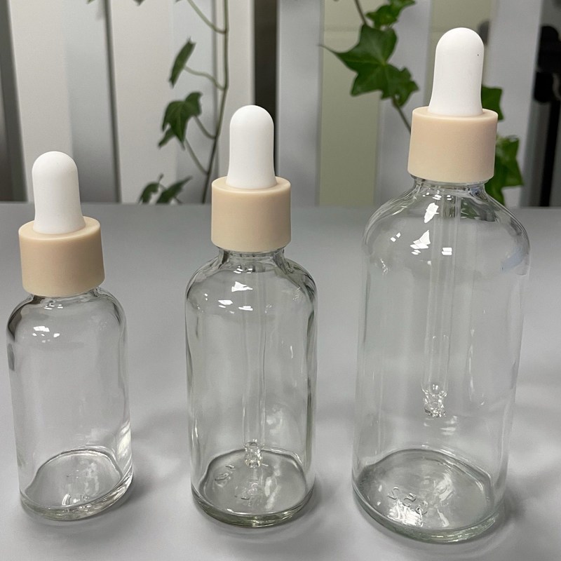 Transparent Glass Bottle 10ml Mini Oil Dropper Skincare Serum PP Cap Pink