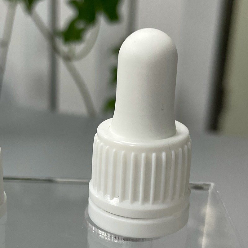 18/415 Glass Dropper With Tamper Evident Ring White Ribbed