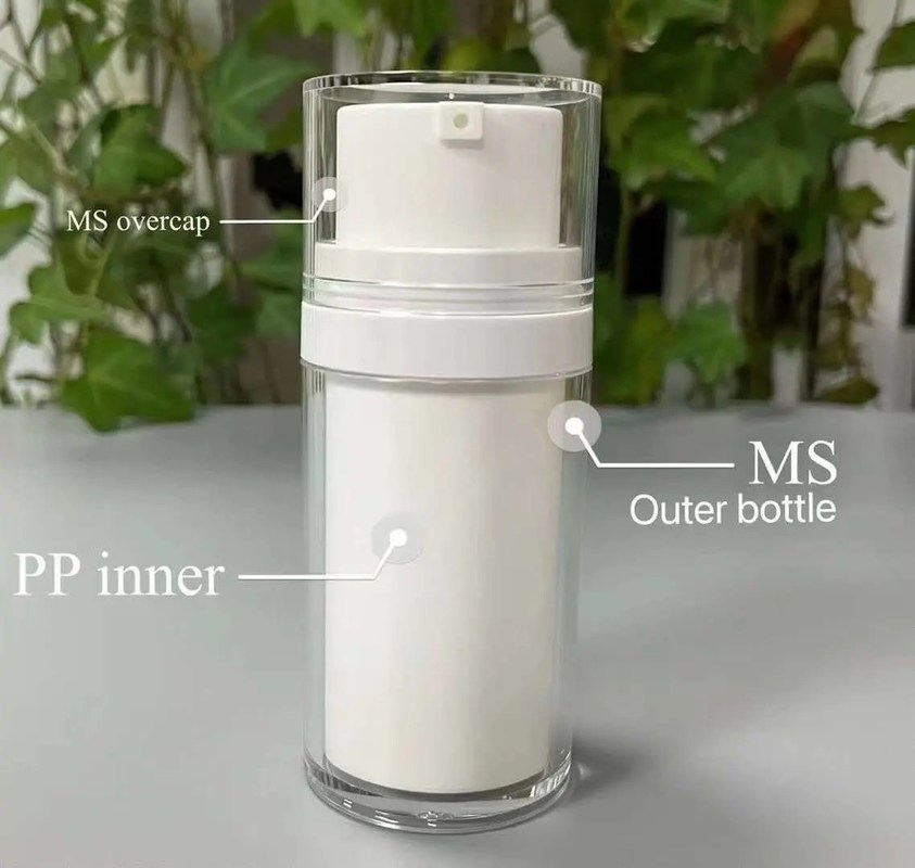 JL-AB222 Square White Airless Pump Bottles 0.23ml Dosage 30ml 50ml Replaceable